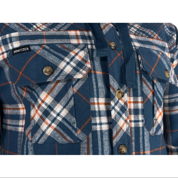 Howitzer Style Men's Button Down Hoodie Flannel Squad Military Grunt - Picture 8 of 11